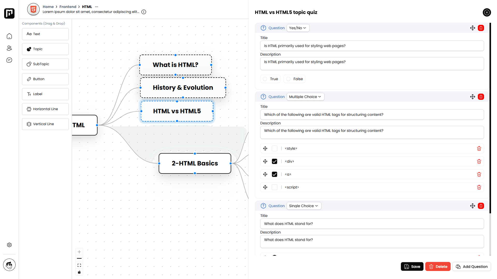 Quiz Creation for Learning Paths